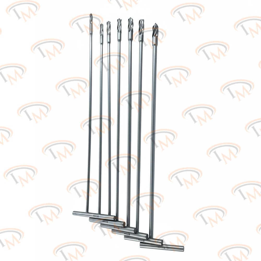 Cannulated Hand Reamer Surgical Instruments Set 8 pcs Orthopedic