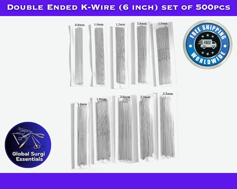 Double Ended K-Wire (6 inch) set of 500pcs Veterinary SS Free Shipping