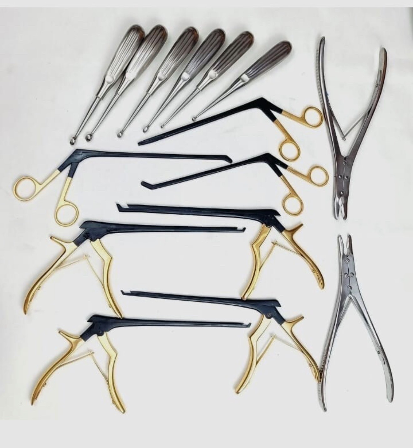 Kerrison Rongeurs Bone Curettes 15 PCs Set Surgical Orthopedic Instrument A+.