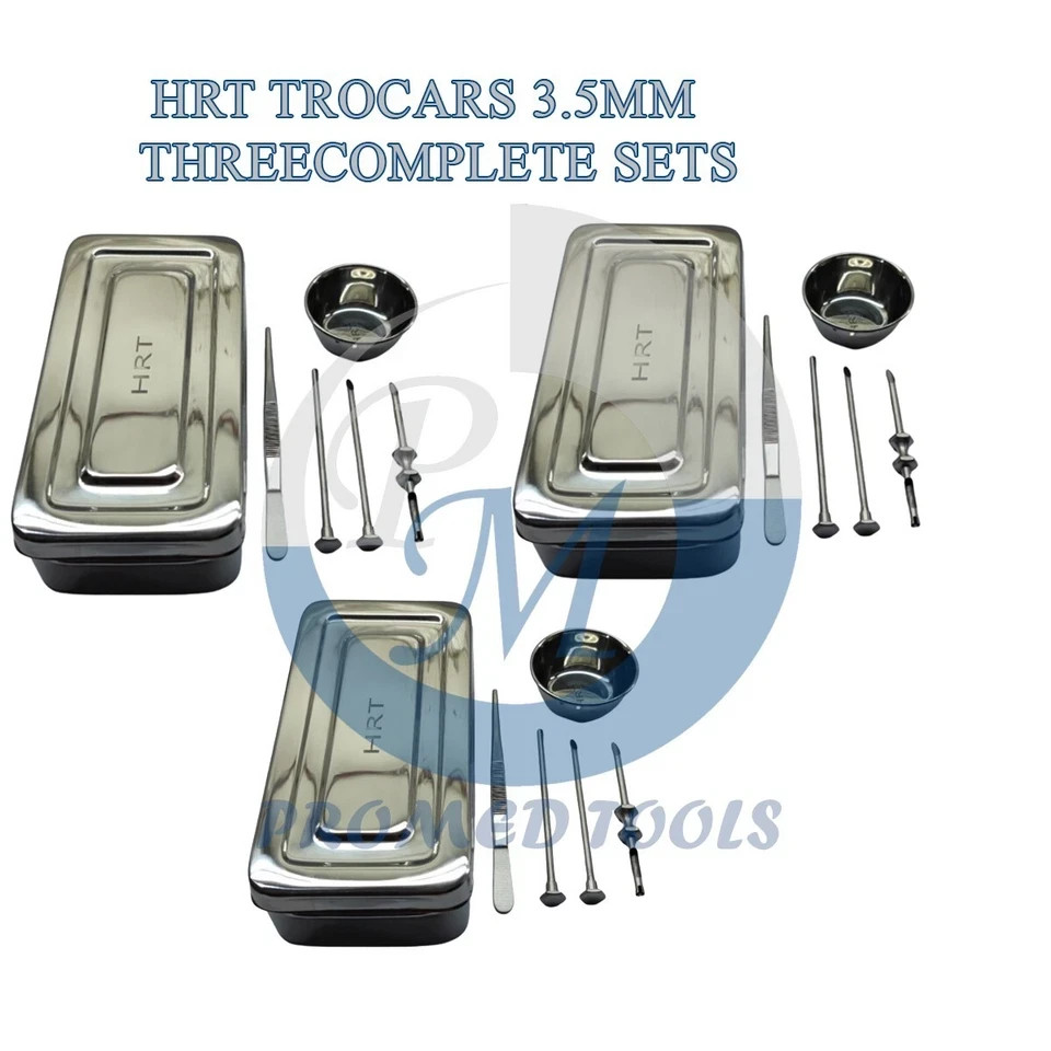 HRT Trocar Set 3.5mm Hormone Replacement Pellet Insertion Kit 3 Complete Sets