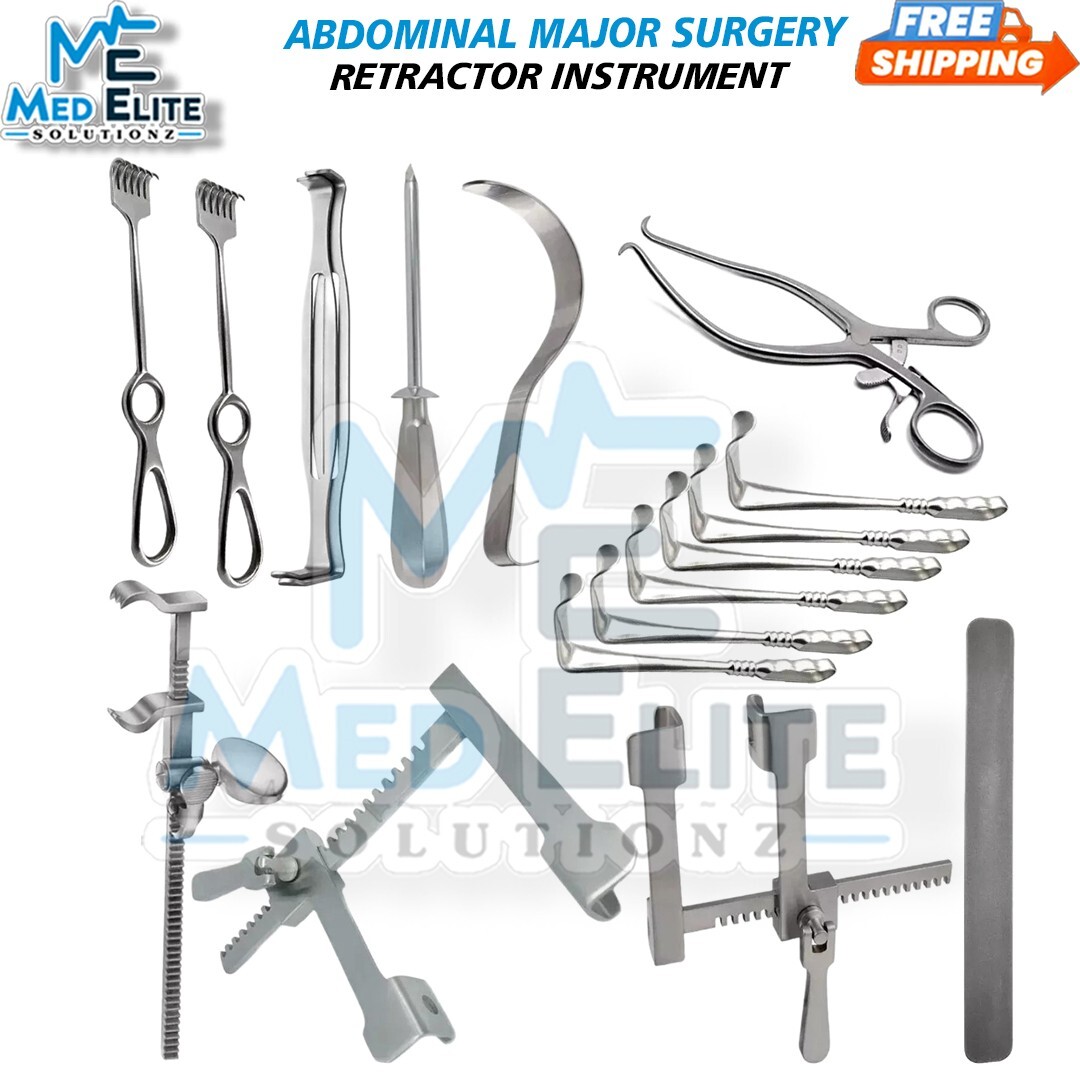 Retractor Instrument Set of 17pcs Basic Abdominal Major Surgery General Nasal