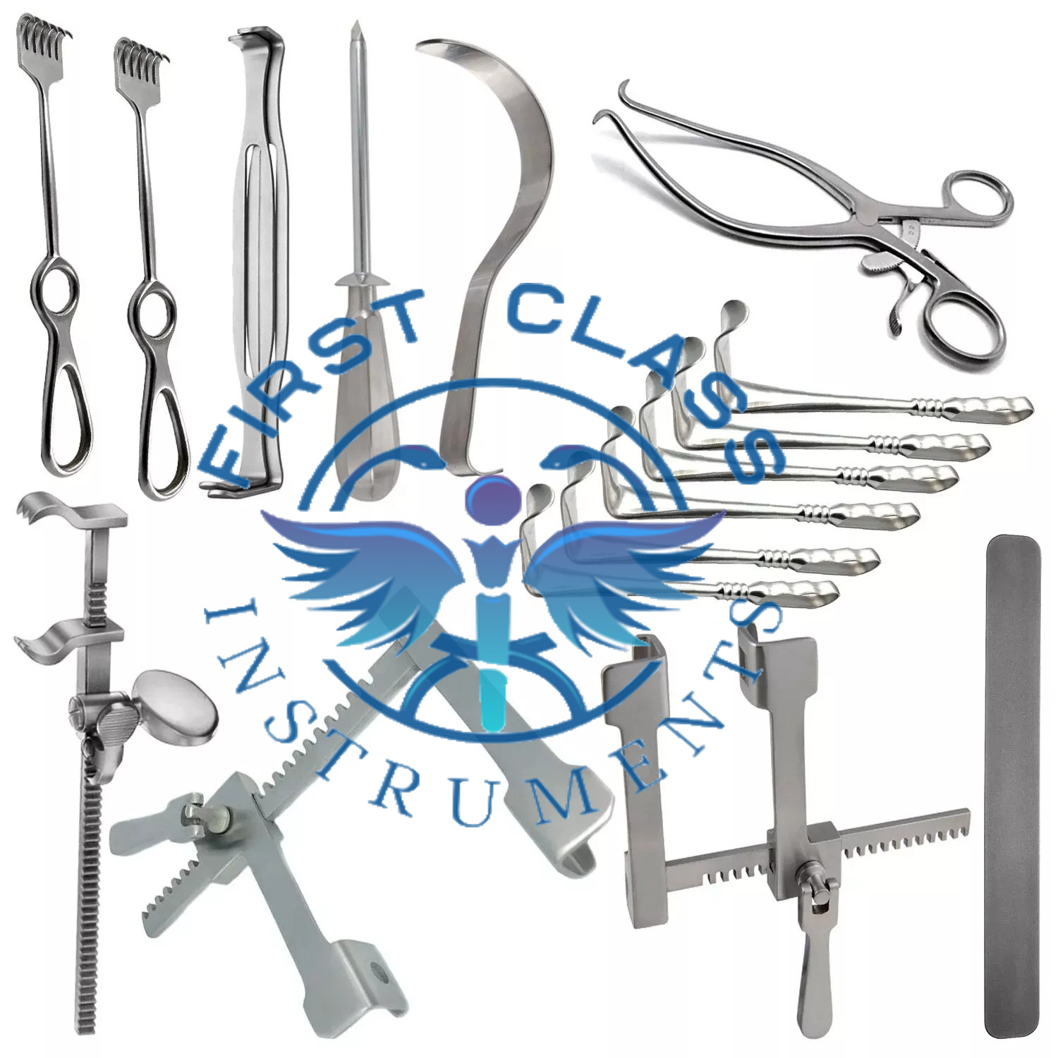 Retractor Instrument Set of 17pcs Basic Abdominal Major Surgery General Nasal