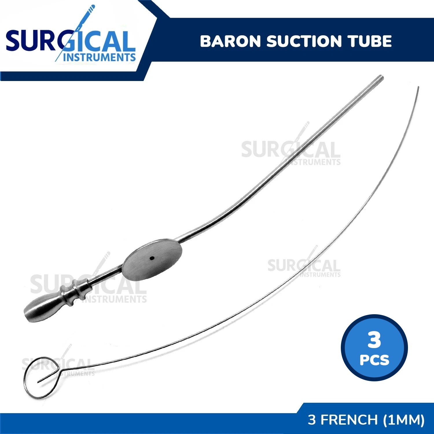 3 Pcs BARON Suction Tube 3 French (1.00mm) Surgical Instruments German Grade