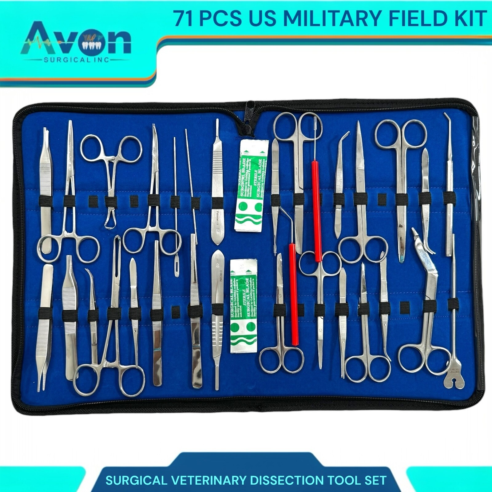 71 US MILITARY FIELD MINOR SURGERY SURGICAL INSTRUMENTS FORCEPS SCISSORS KIT