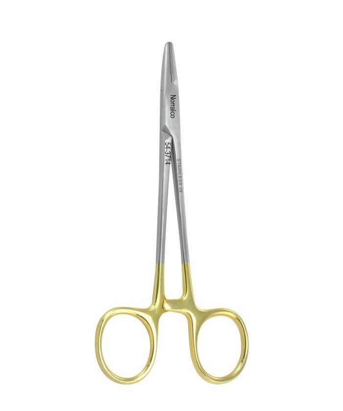 MAYO-HEGAR Needle Holder, 7″, Straight, Tungsten Carbide Serrated Jaws, Premium