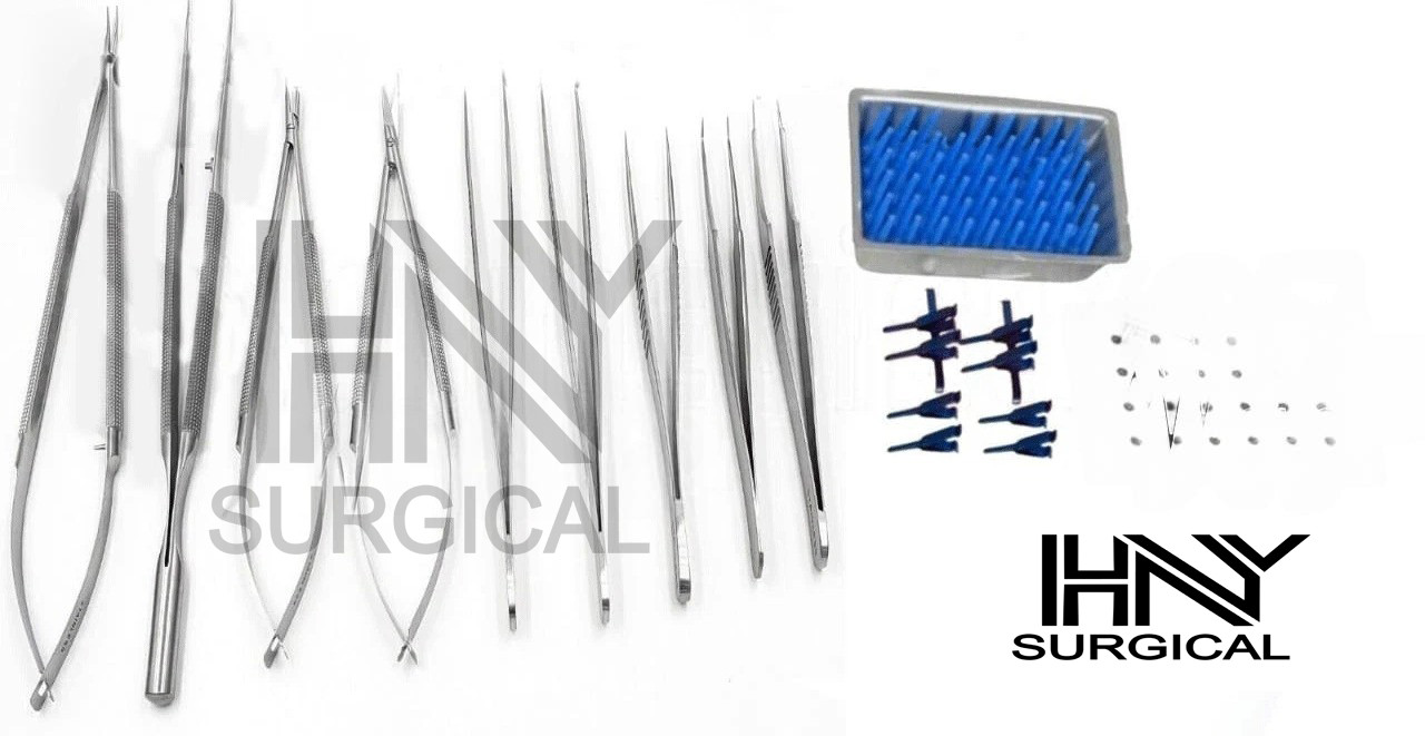 Micro Surgery Instrument Set 9 Pcs With Micro Vascular Clamp Plastic Surgery
