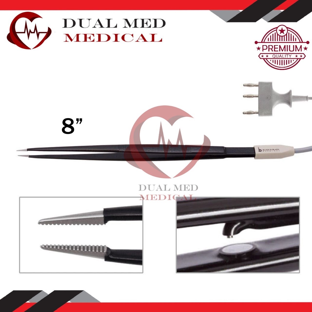 Tebbetts Hand-Activated Monopolar Insulated Forceps 8″ Serrated Jaws w/ Cord