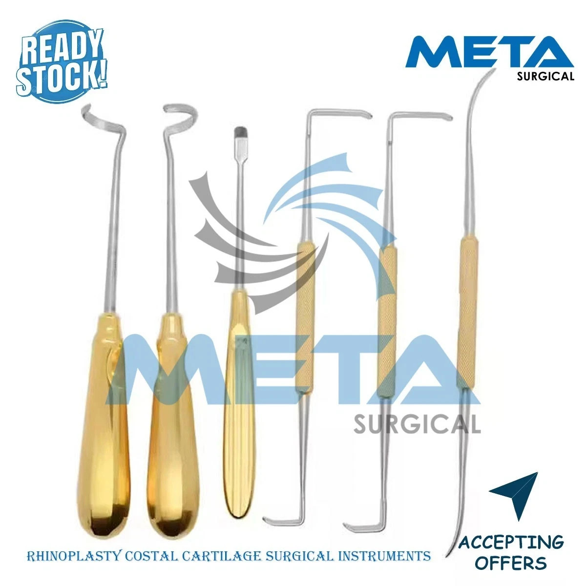 Rhinoplasty Costal Cartilage Surgical Instruments Orthopedic Set of 6 pcs