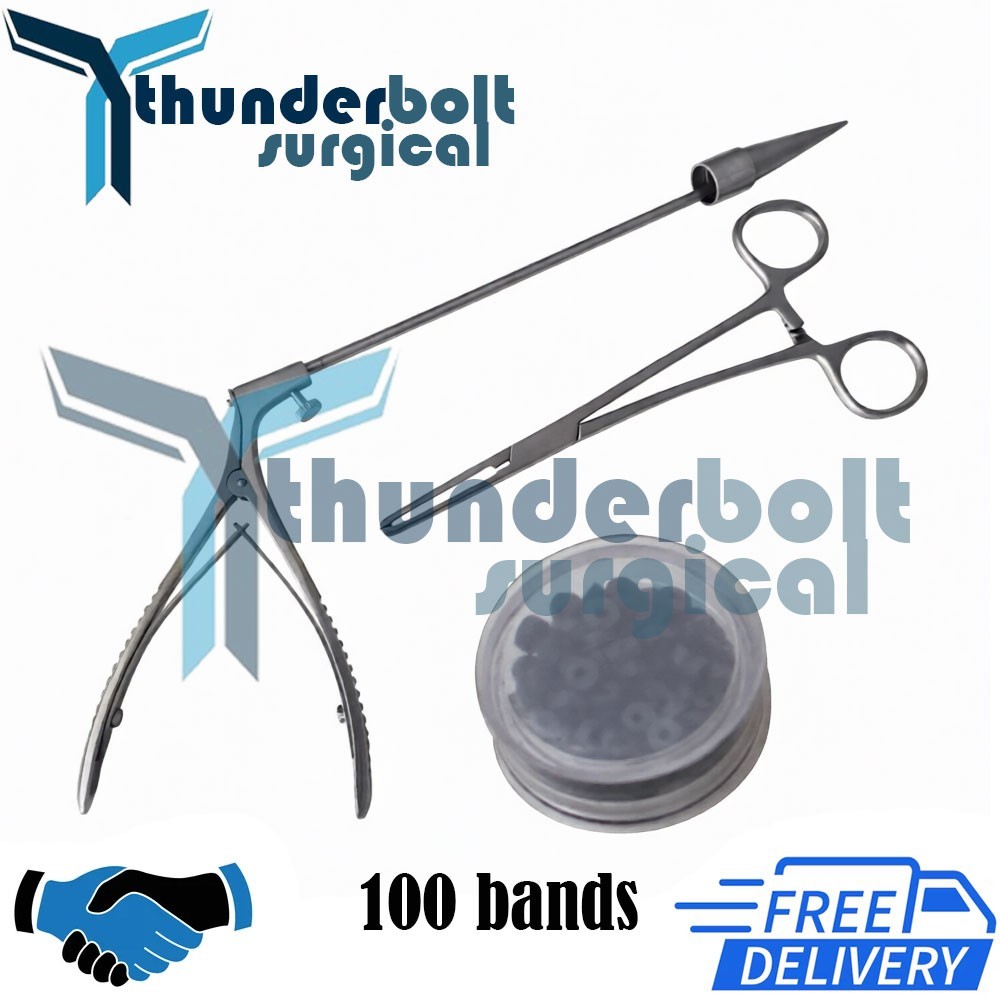 Hemorrhoid Suction Ligator With 100 bands Surgical Instruments Set High Quality