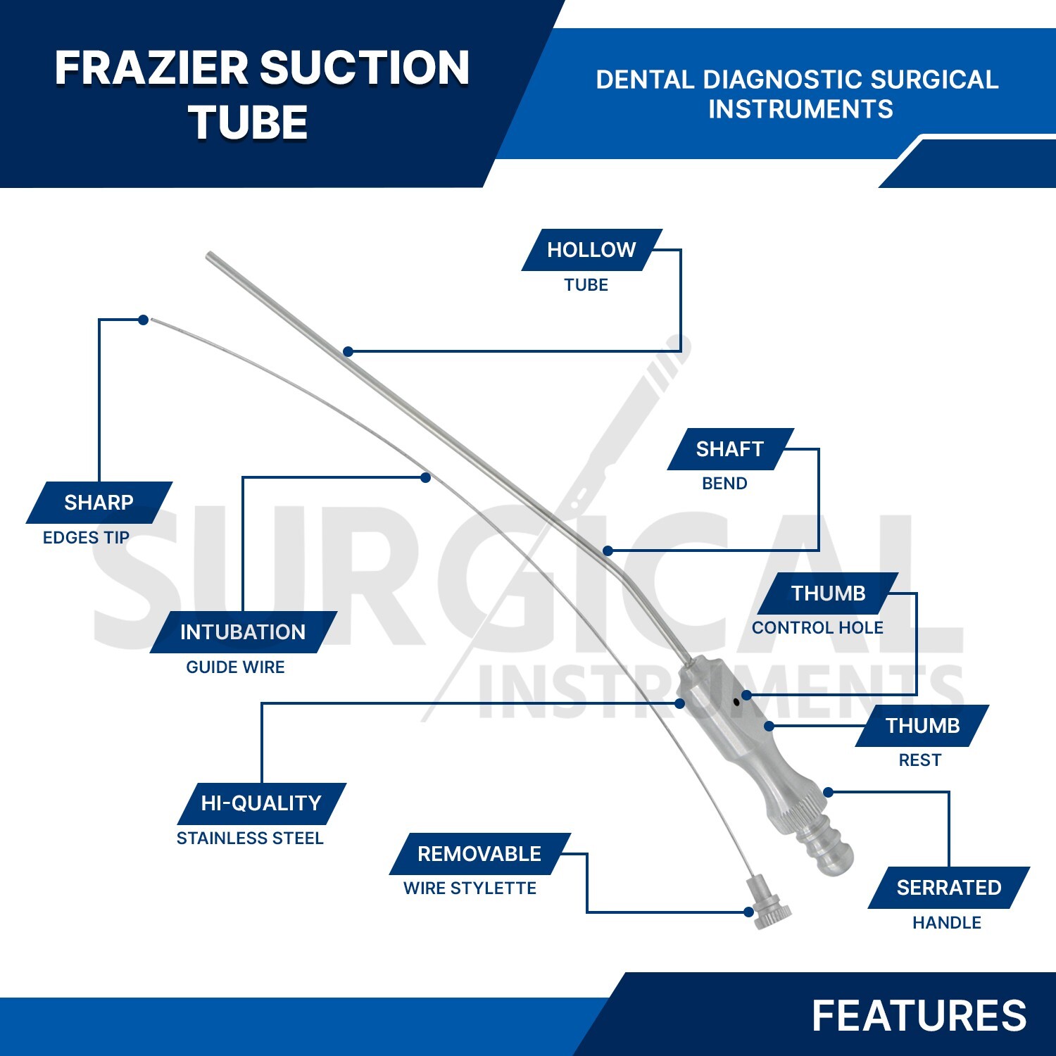 12 Pcs Frazier Suction Tubes Neuro Surgical Ear Dental Veterinary German Grade