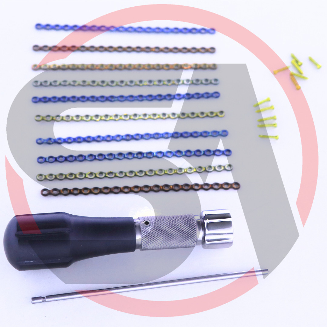 Maxillofacial 2.0mm Straight Plates 20 Holes with Crosshead Screws 91 Pcs Set Ti