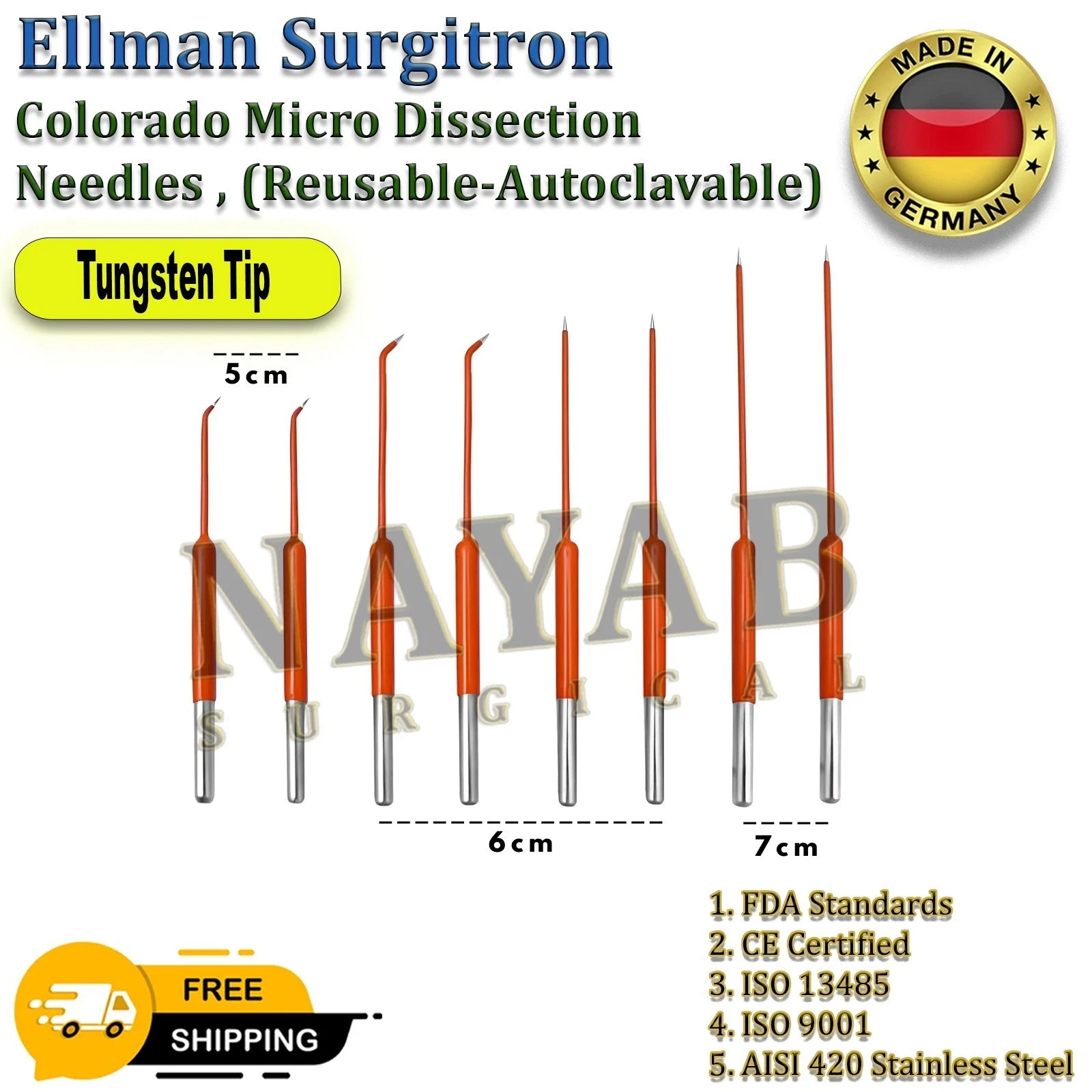 Ellman Surgitron Colorado Micro Dissection Needles 8 Pcs Tungsten Tips New CE