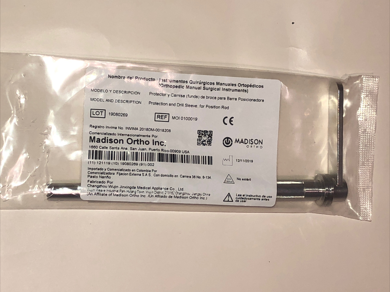 MADISON ORTHO Protection & Drill Sleeve for Position Rod REF:MOI 0100019