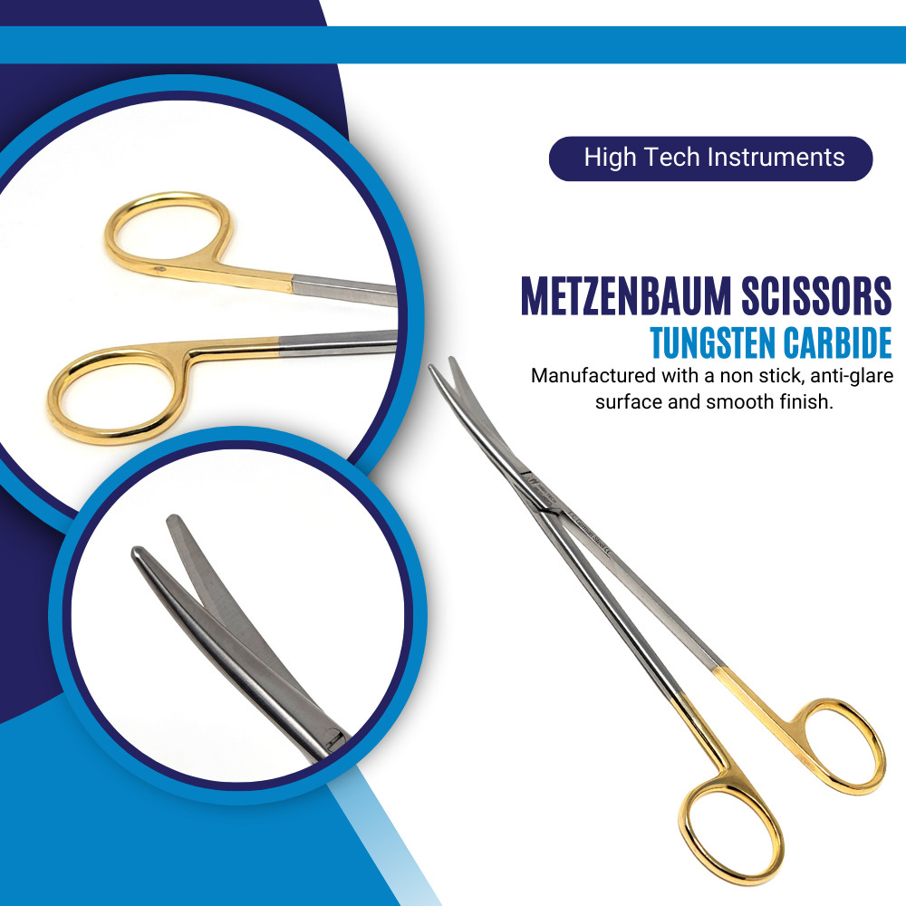 Surgical Metzenbaum Scissors Tungsten Carbide Inserts Curved 7″ Medical Tools