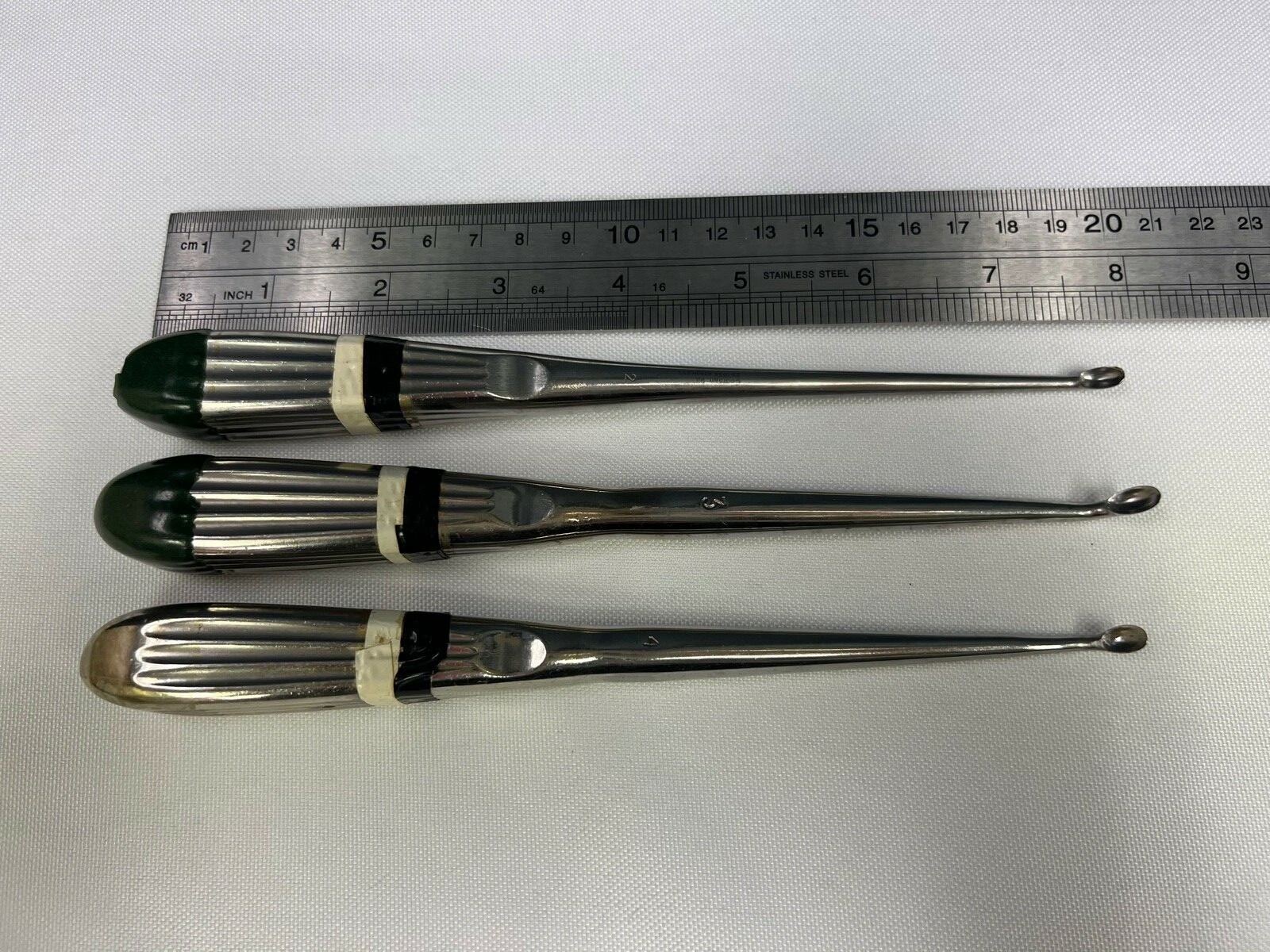 Set Of 3 Forward Angled 8″ Bone Curettes 2/3/4 Orthopedic Neurology
