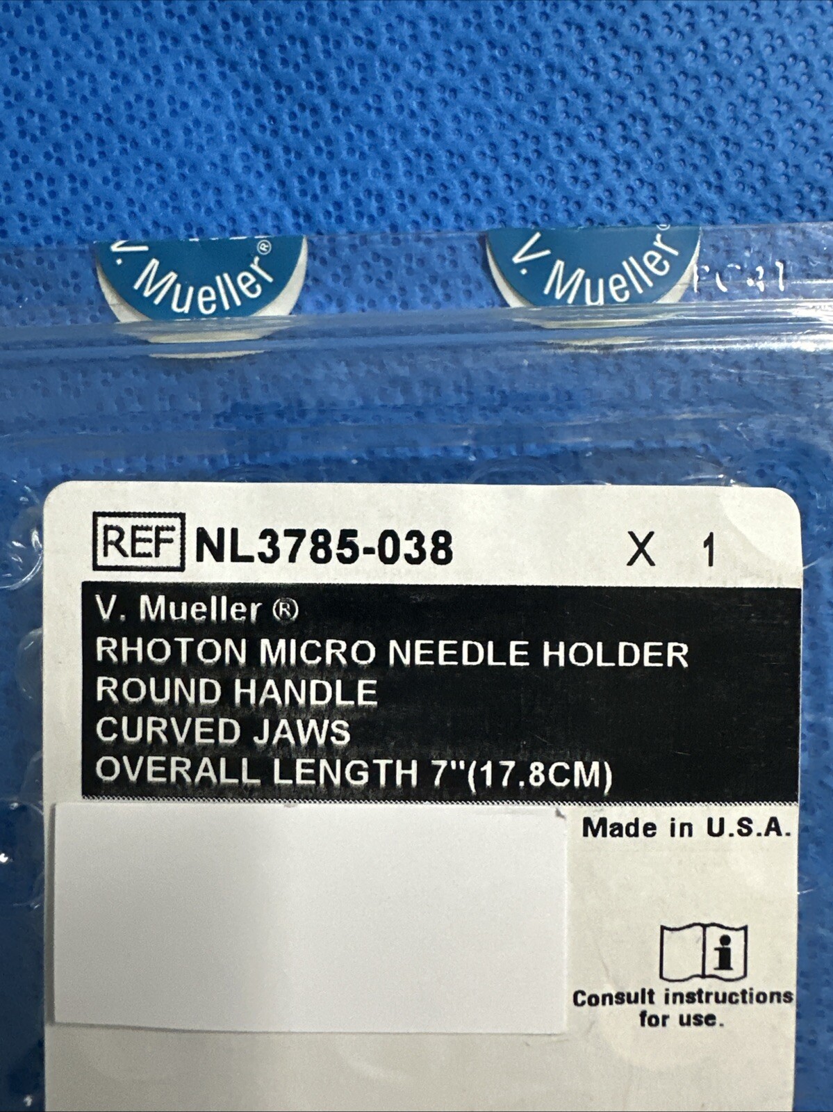 V. Mueller Surgical Rhoton Micro Needle holder round handle NL3785-038