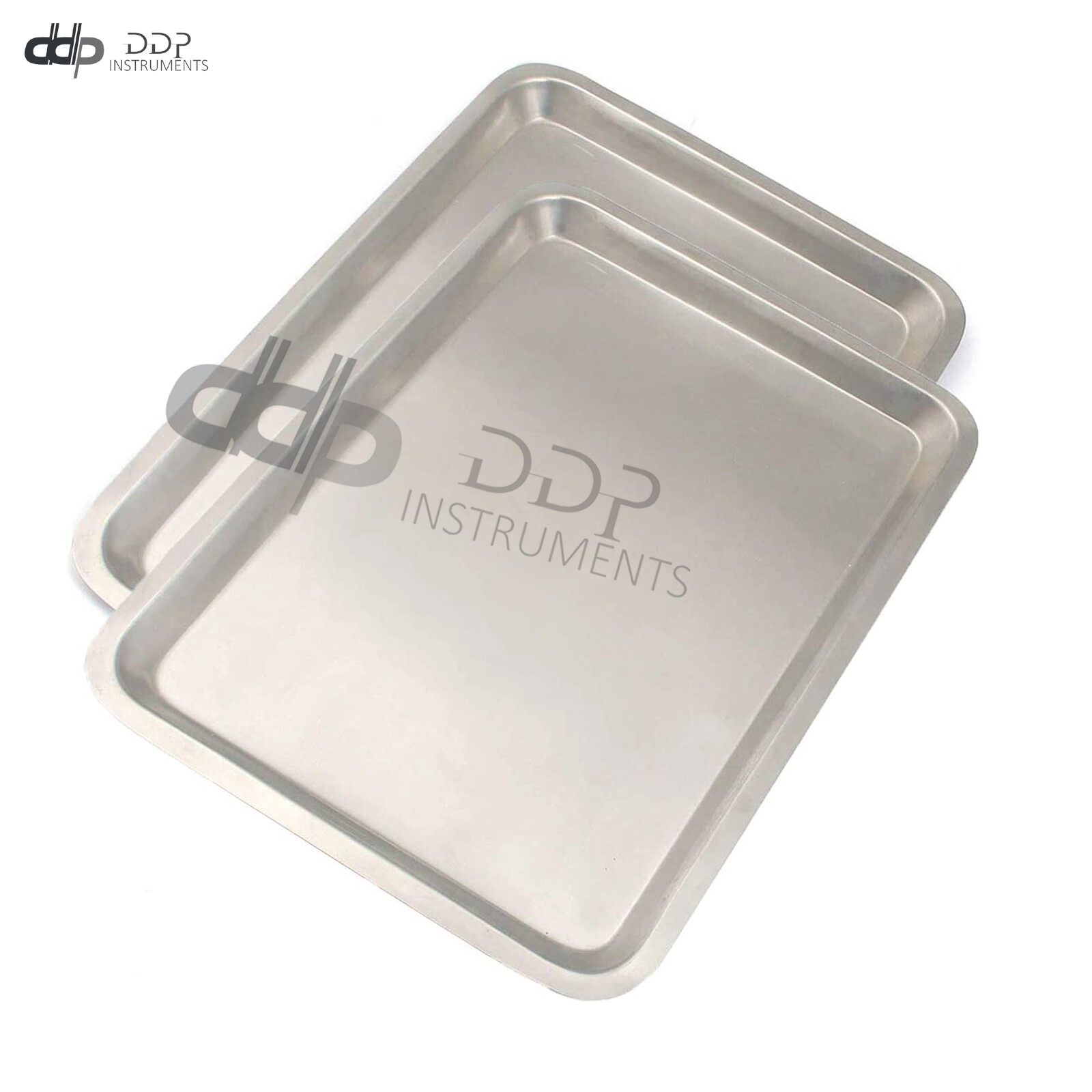 2 Pcs Instrument Trays Flat Stainless Steel 13″ X 9.5″ Body Piercing, Serving