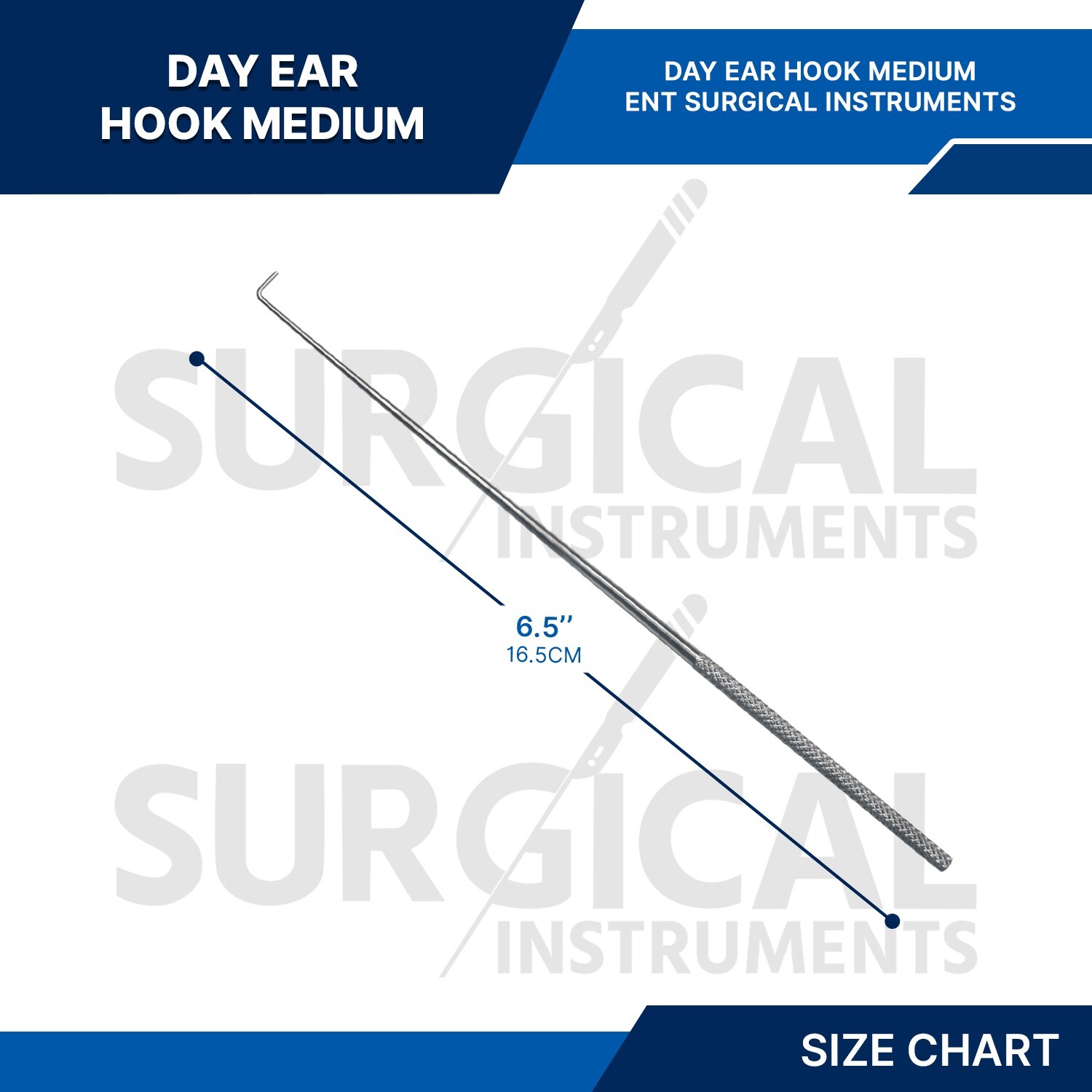 Day Ear Hook 6.5″ Large 1.5 MM ENT Surgical Instruments German Grade