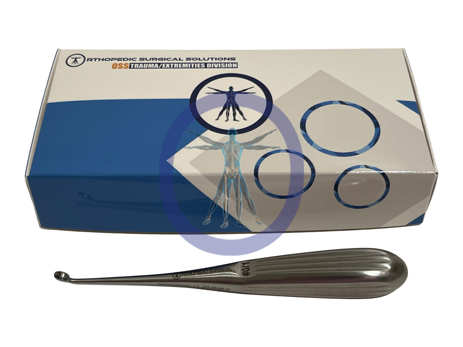 Orthopedic Surgical Bruns Curette 7”, Angled, Oval, # 0/1 *NEW*