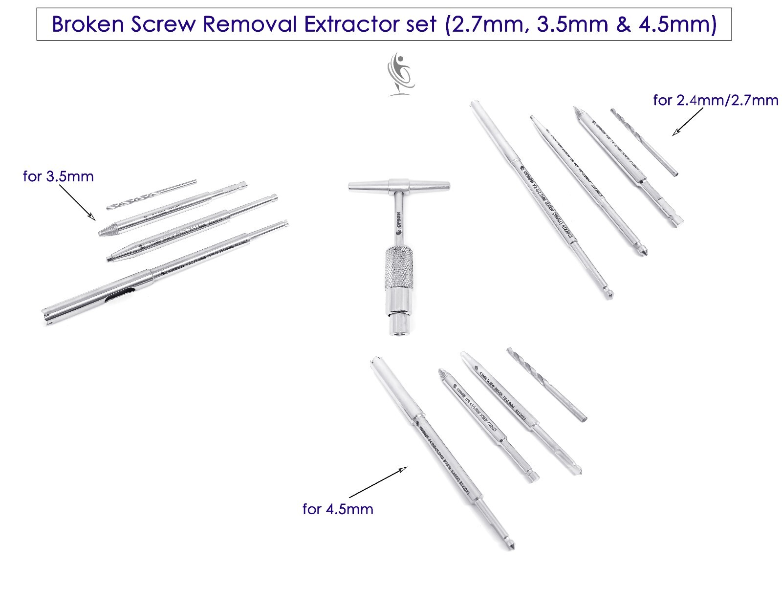 Broken Screw Removal Extractor set veterinary instrument