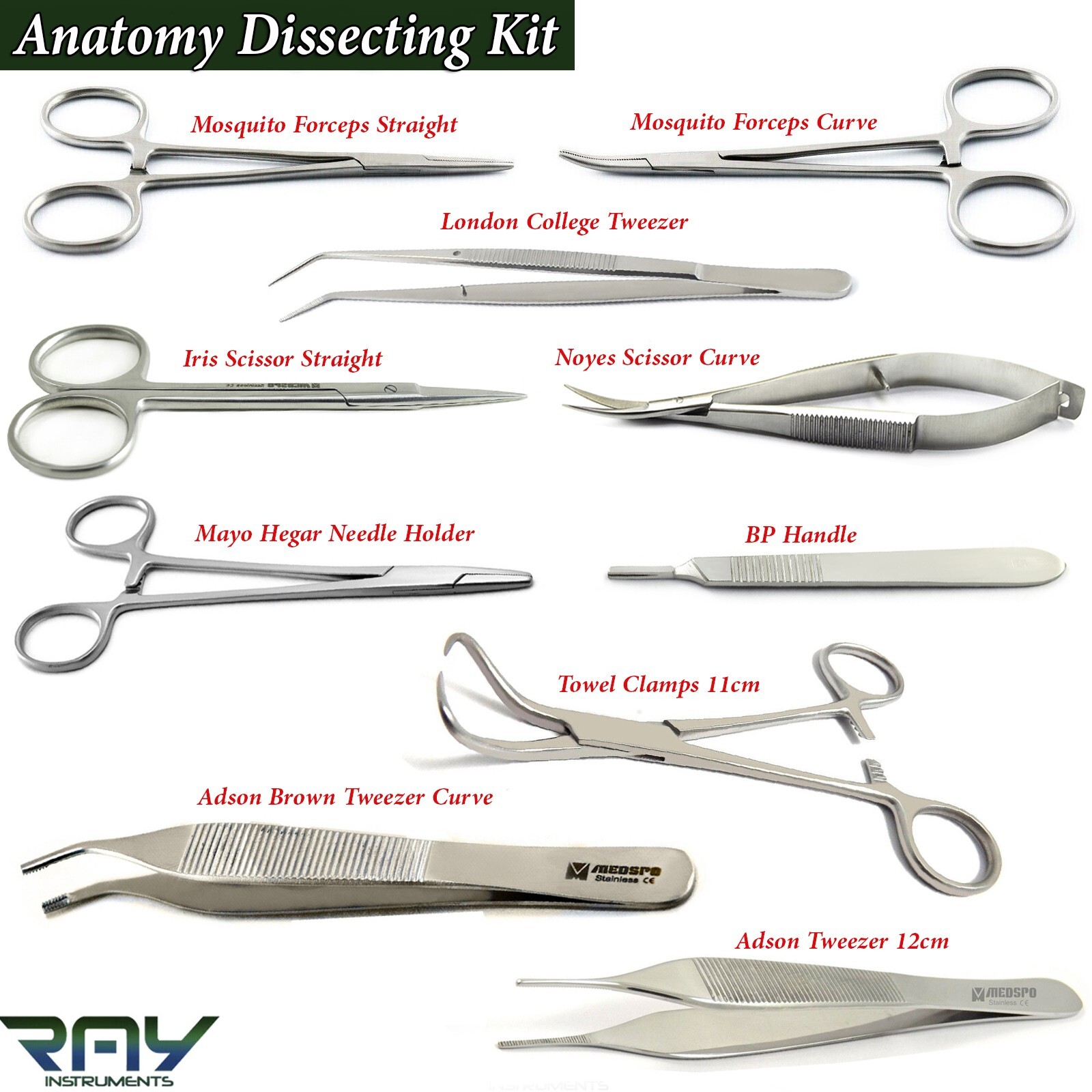 Anatomy Dissecting Kit Medical Surgery Instruments Forceps Tweezer Scissor