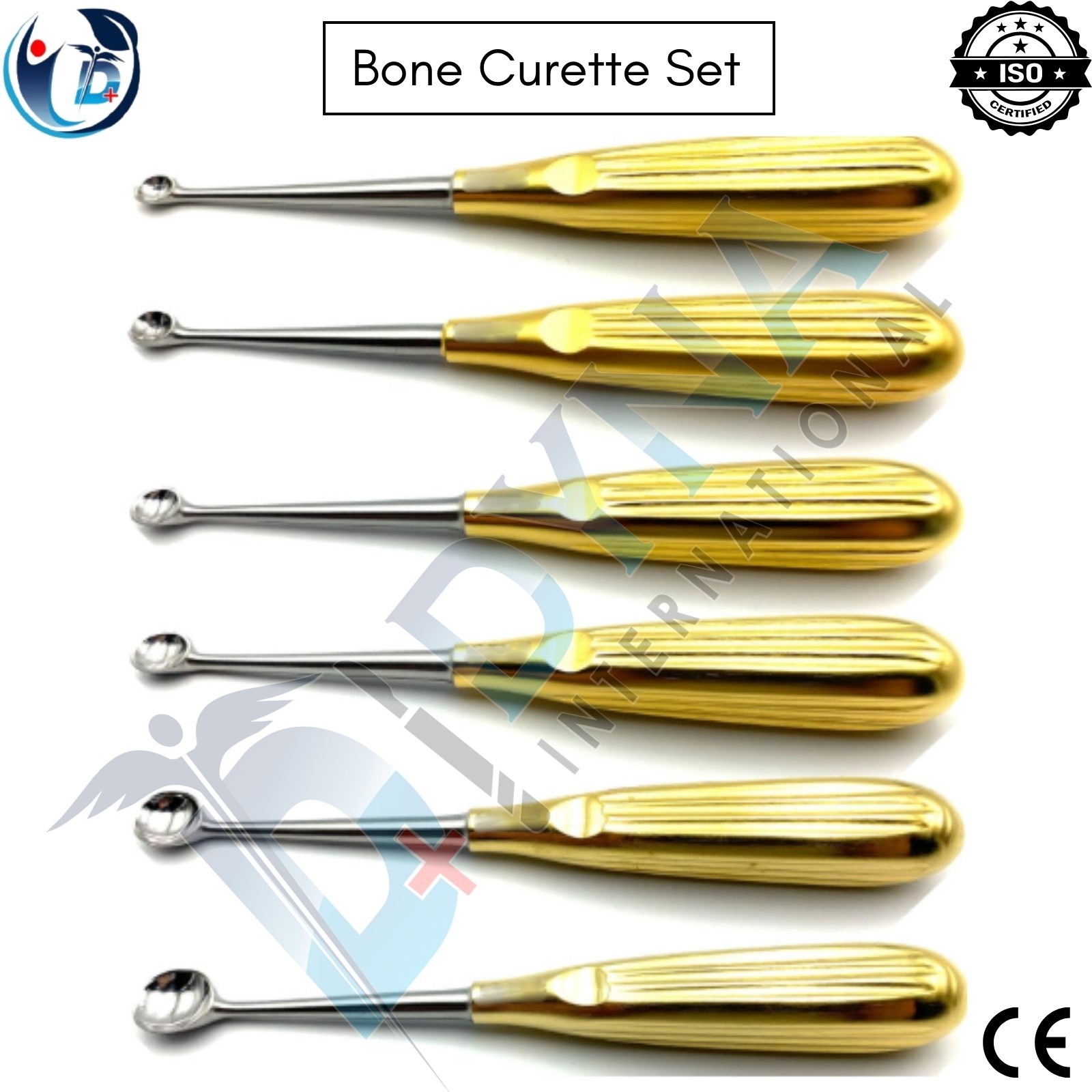 Bruns Bone Curette Bundle Straight 17 cm Fig 1-6 Premium Quality ( Set Of 6 ) DI