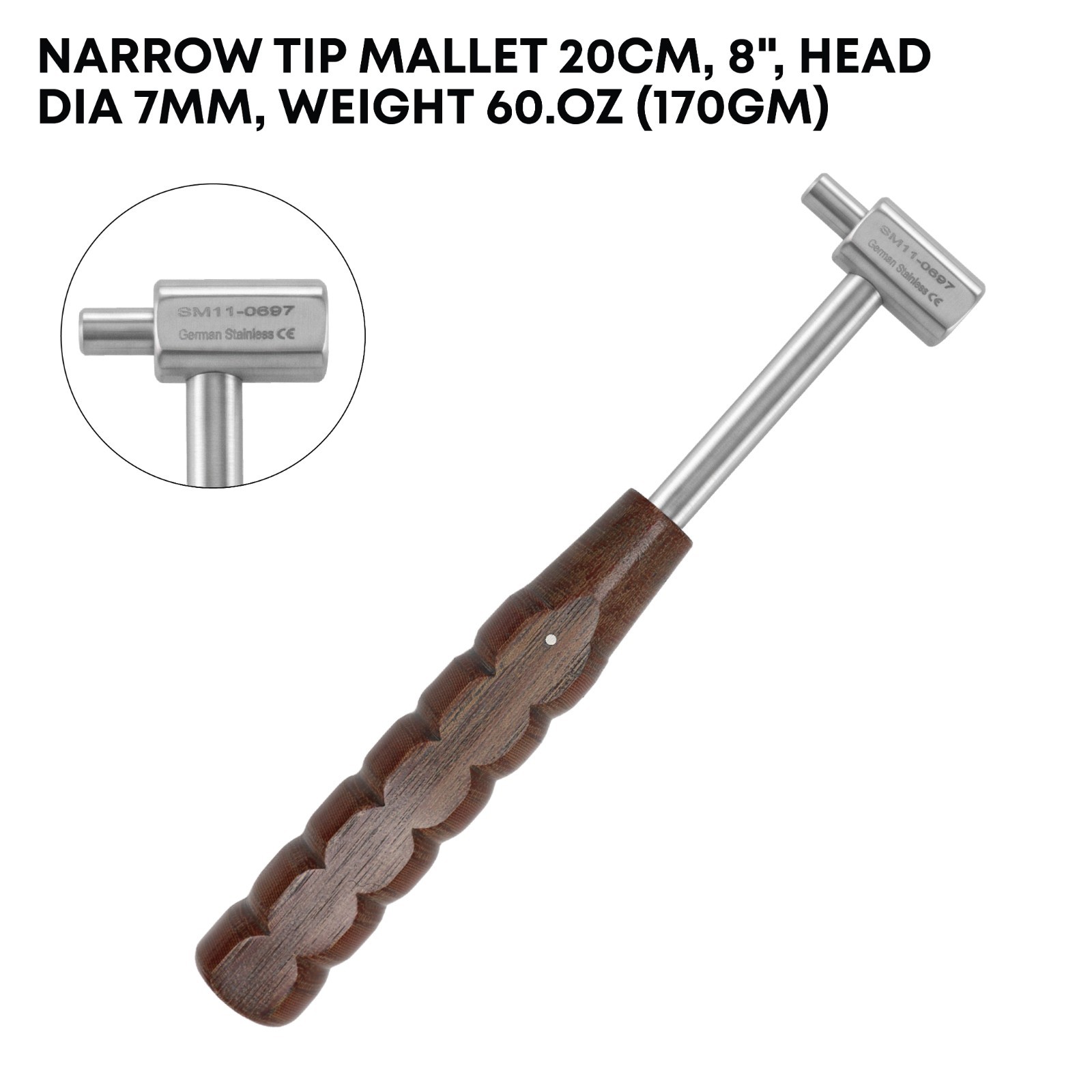 Narrow Tip Orthopedic Mallet Surgical Stainless Steel Precision Bone Hammer