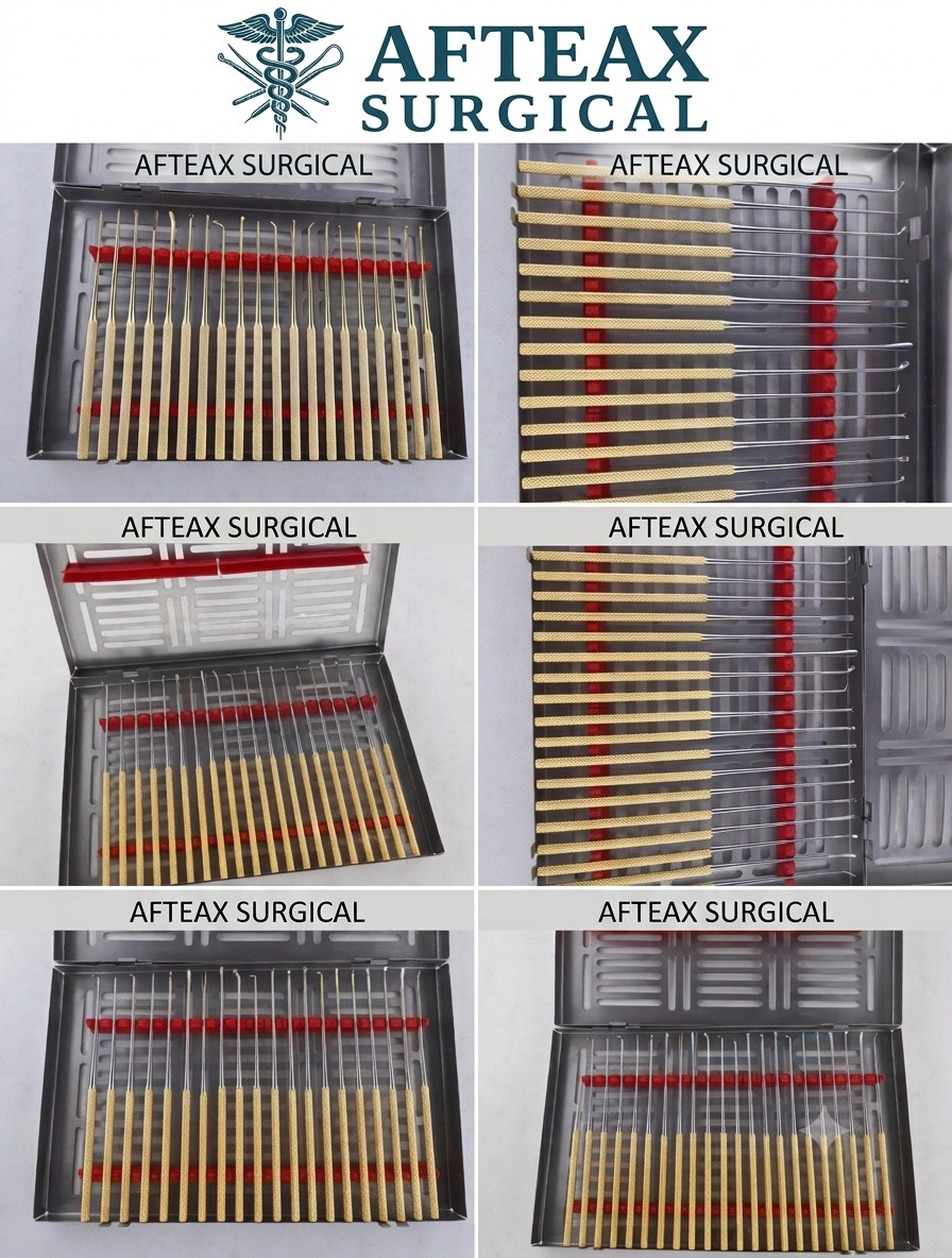 Rhoton Micro Dissector Set 20 Pcs Gold Neurosurgery Surgical Instruments Case