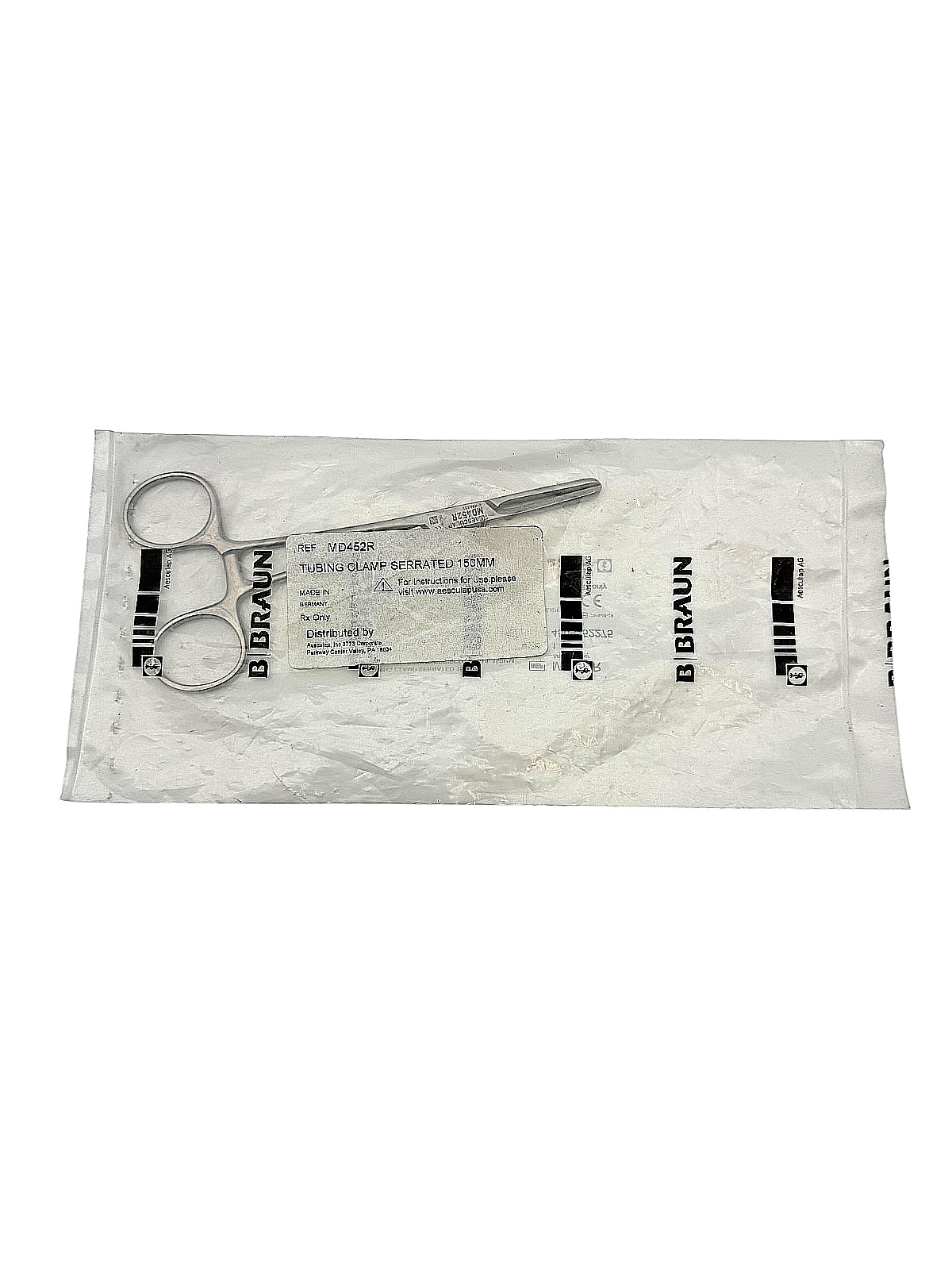Aesculap MD452R Tubing Clamp, Serrated, 150mm