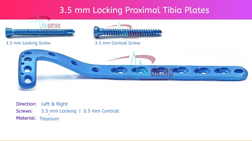 3.5 mm Locking Proximal Tibia Plates 4 to 12 Holes and LCP screws set of 178 pcs