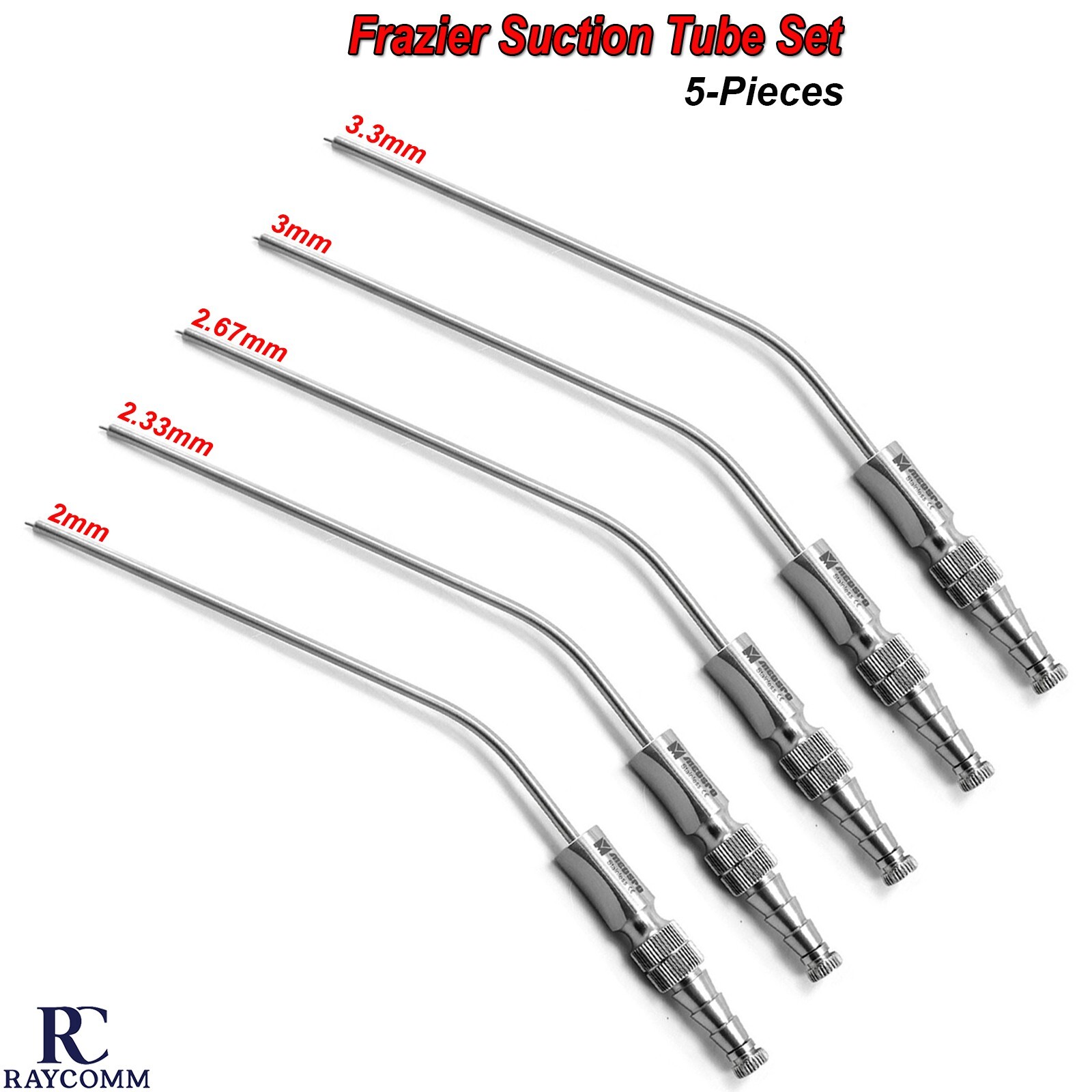 MEDSPO Frazier Suction Tubes Pieces Neuro Medical Surgical Ear ENT Instruments