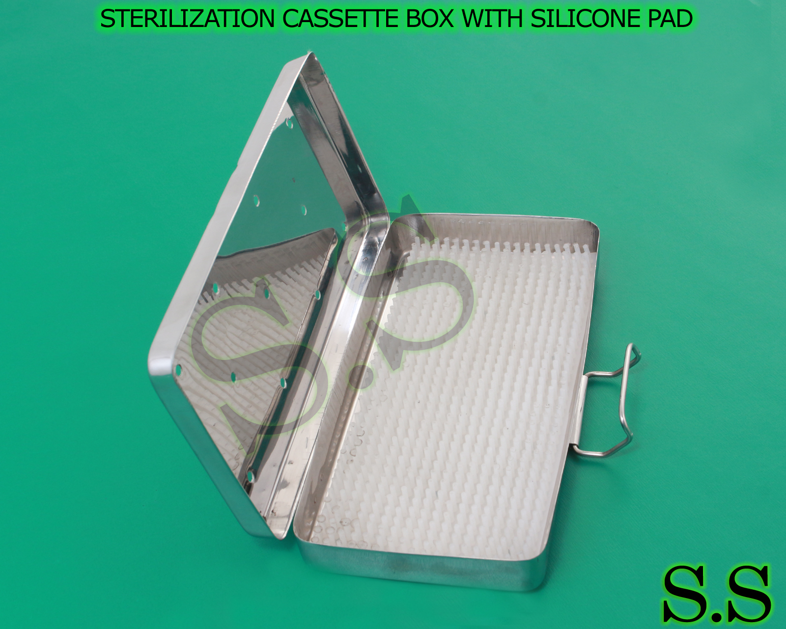 STERILIZATION CASSETTE BOX 4″ X 8″ WITH SILICONE PAD FOR SURGICAL INSTRUMENTS