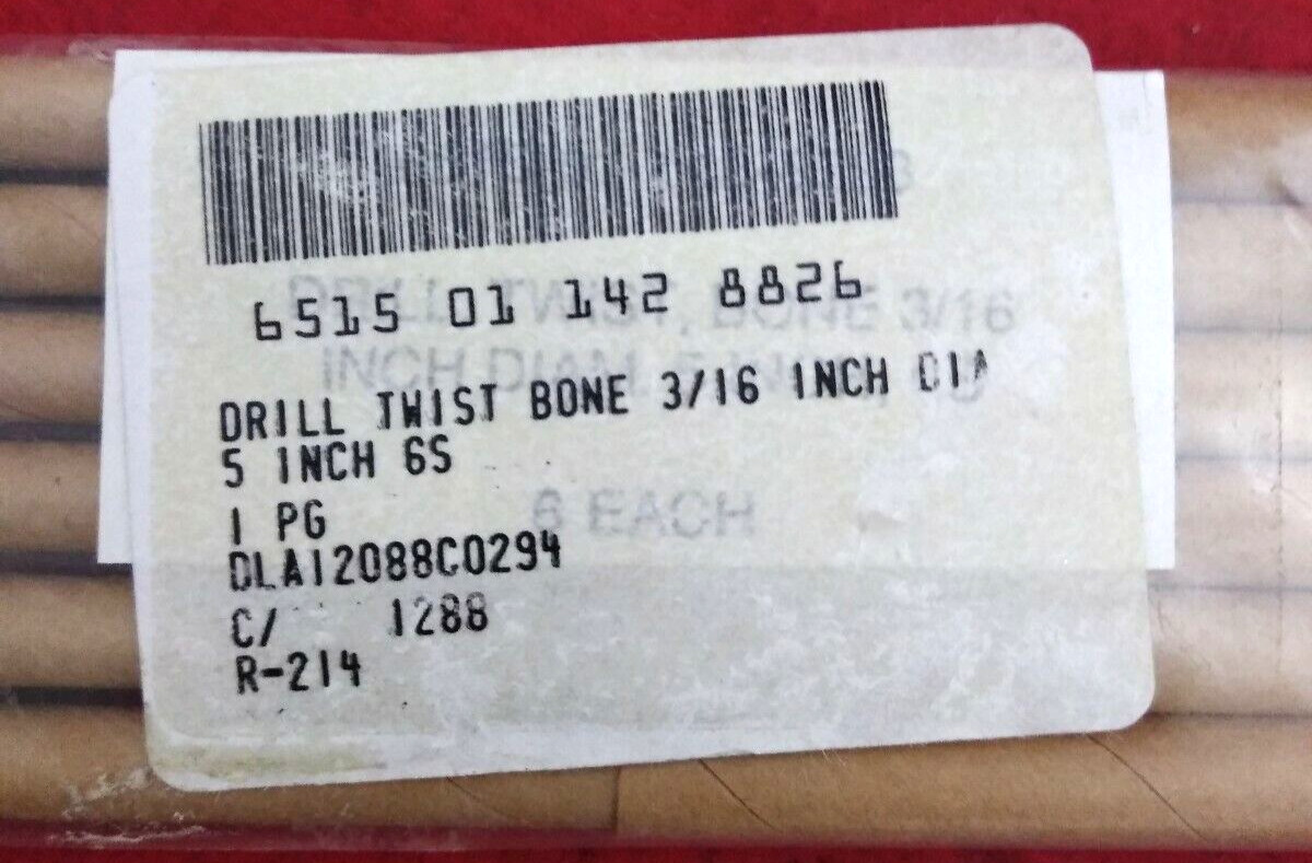 NEW Twist Bone Drill Bits 3/16″ x 5″ / DLA12088C0294 / 6515-01-142-8826 / QTY: 6