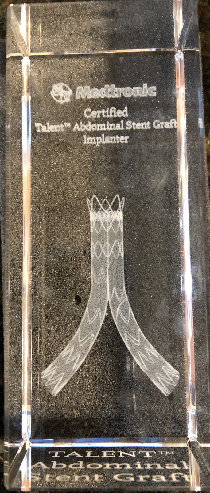Talent Abdominal STENT Graft Implanter Glass Desk Award