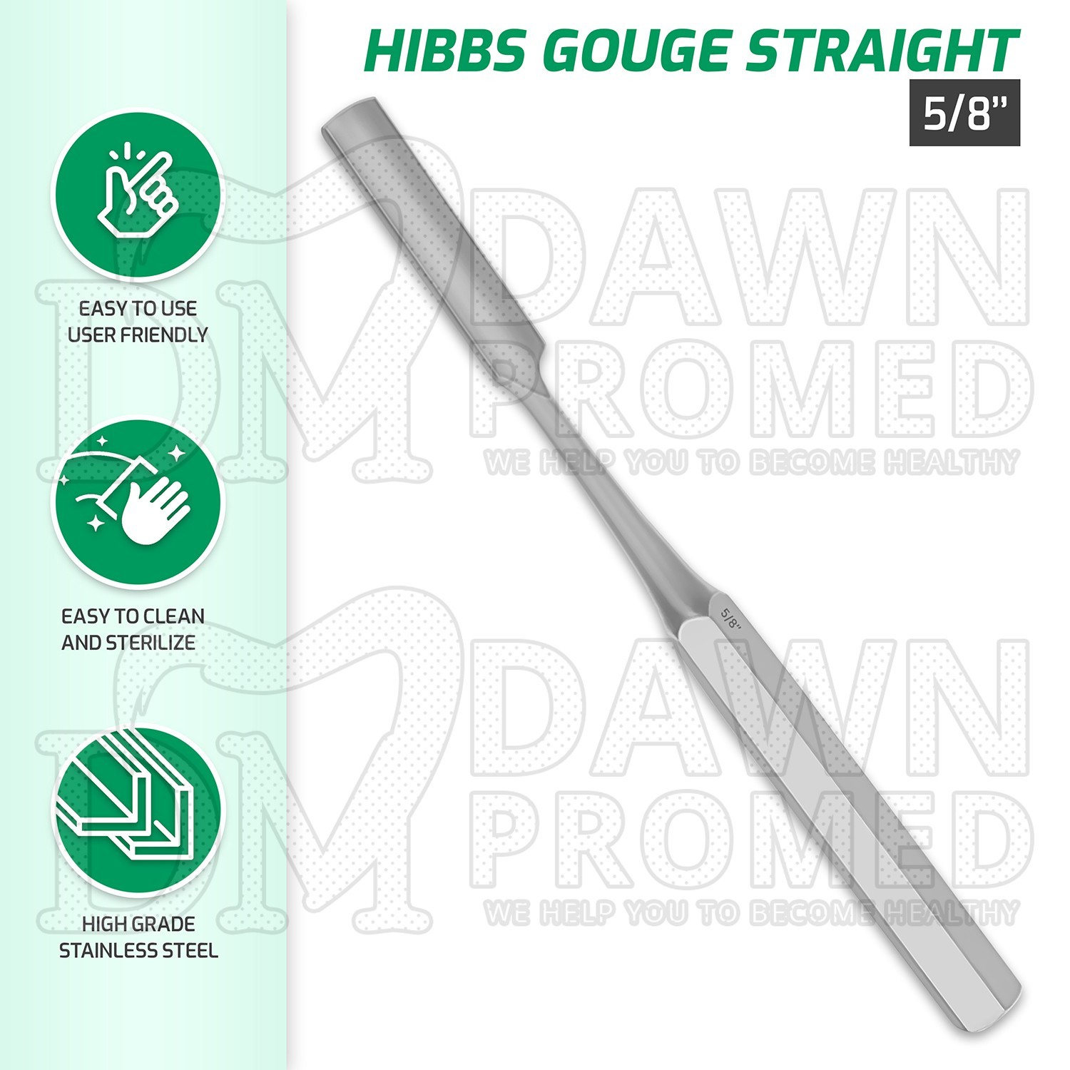 HIBBS Orthopedic Bone Gouge 9″ Straight 5/8″ Blade Surgical Instrument German Gr
