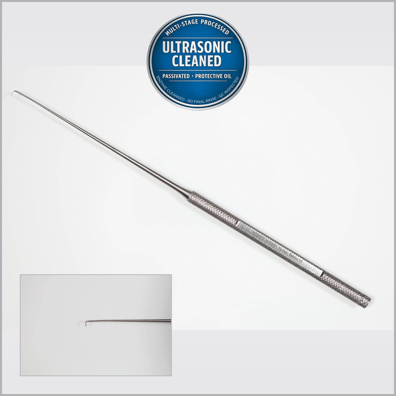 Xomed 3722071 House Crabtree Dissector, Angled 90°, 0.5mm x 2.5mm Tip, 6-1/2in