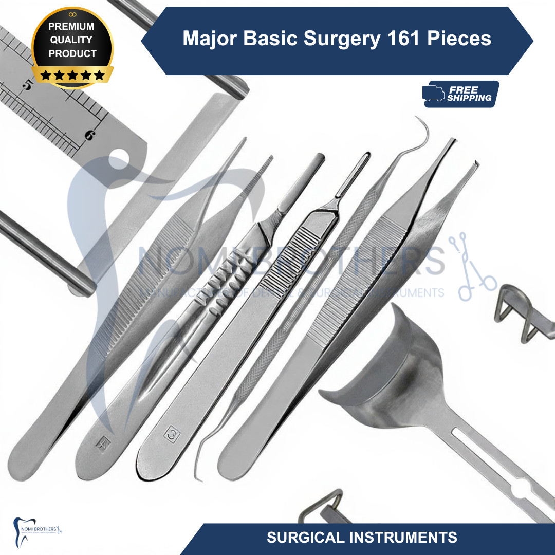 Major Basic Surgery Instrument Set 161 Pcs German Stainless Steel Surgical Kit