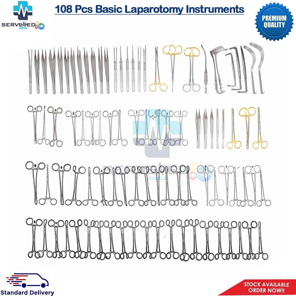 108 Pcs Basic Laparotomy Instruments Set Stainless Surgical German Grade