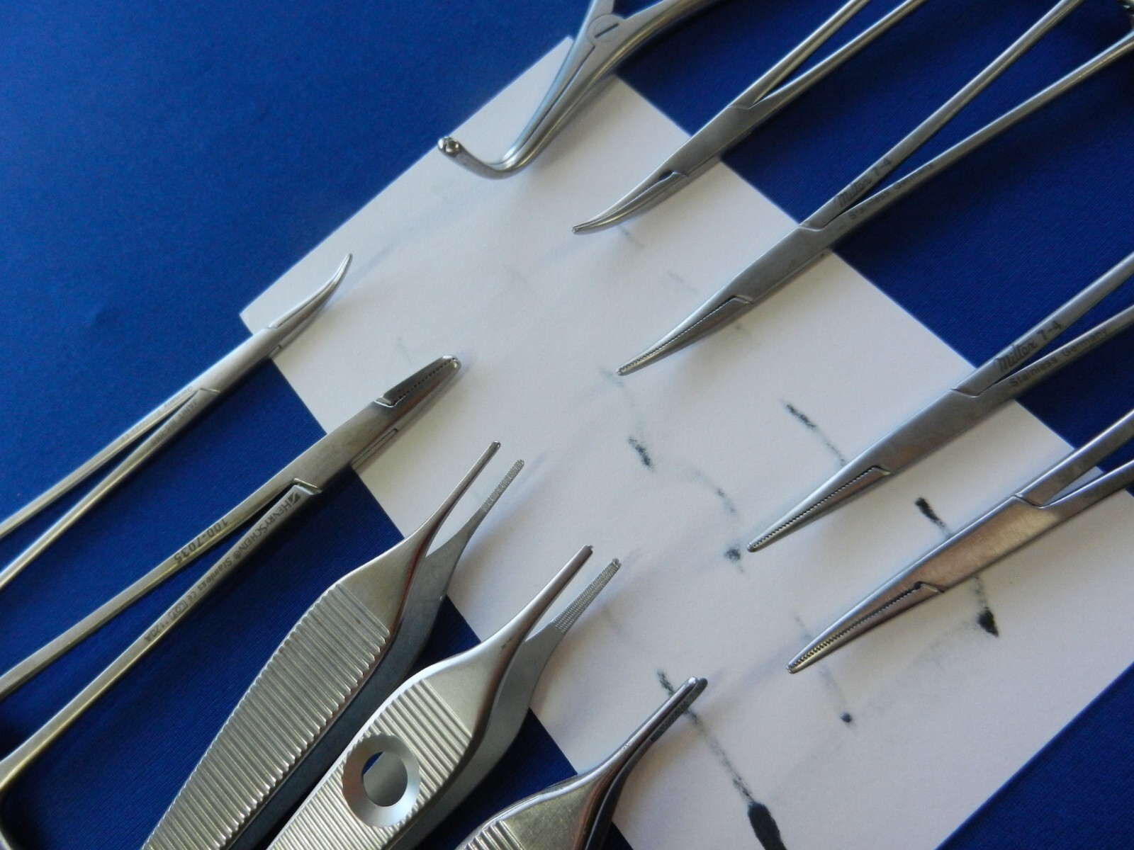 E5460 V. Mueller Miltex Aesculap Lot of 10 Straight & Curved Forceps 12-12.5cm