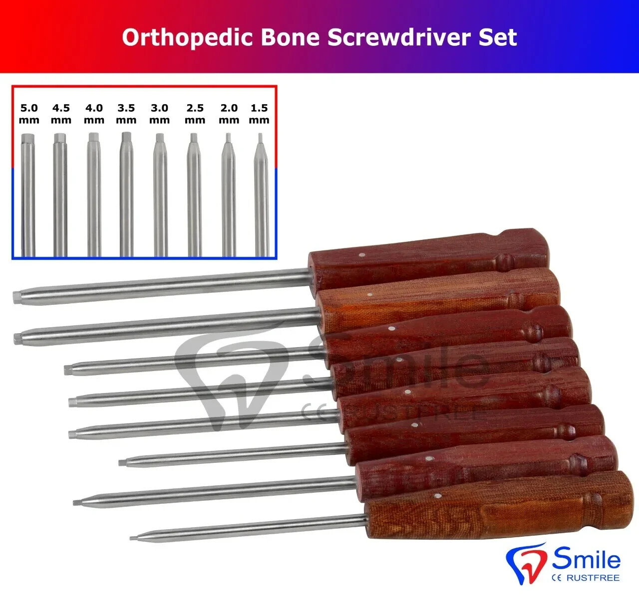 A Set Of 8 PCS Bone Screwdriver HEX Head Veterinary Orthopedics Instruments US