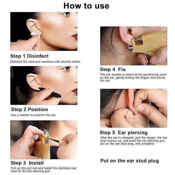 Professional Ear Piercing Gun Set Stainless Steel with 2, 3, 4 & 5mm Stud Holder