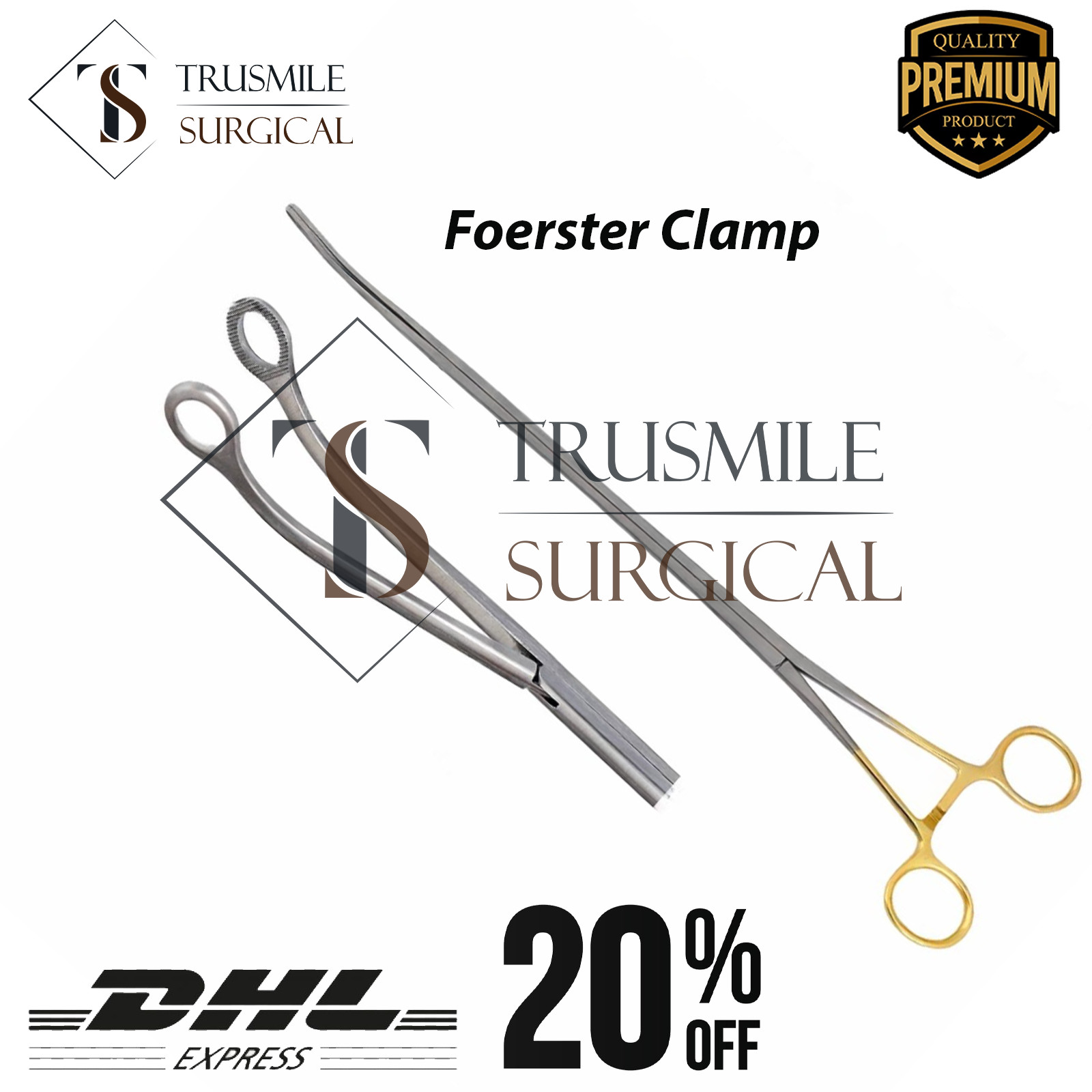 Foerster Clamp M | VATS Thorax Surgical Instrument 90° Curved Jaws