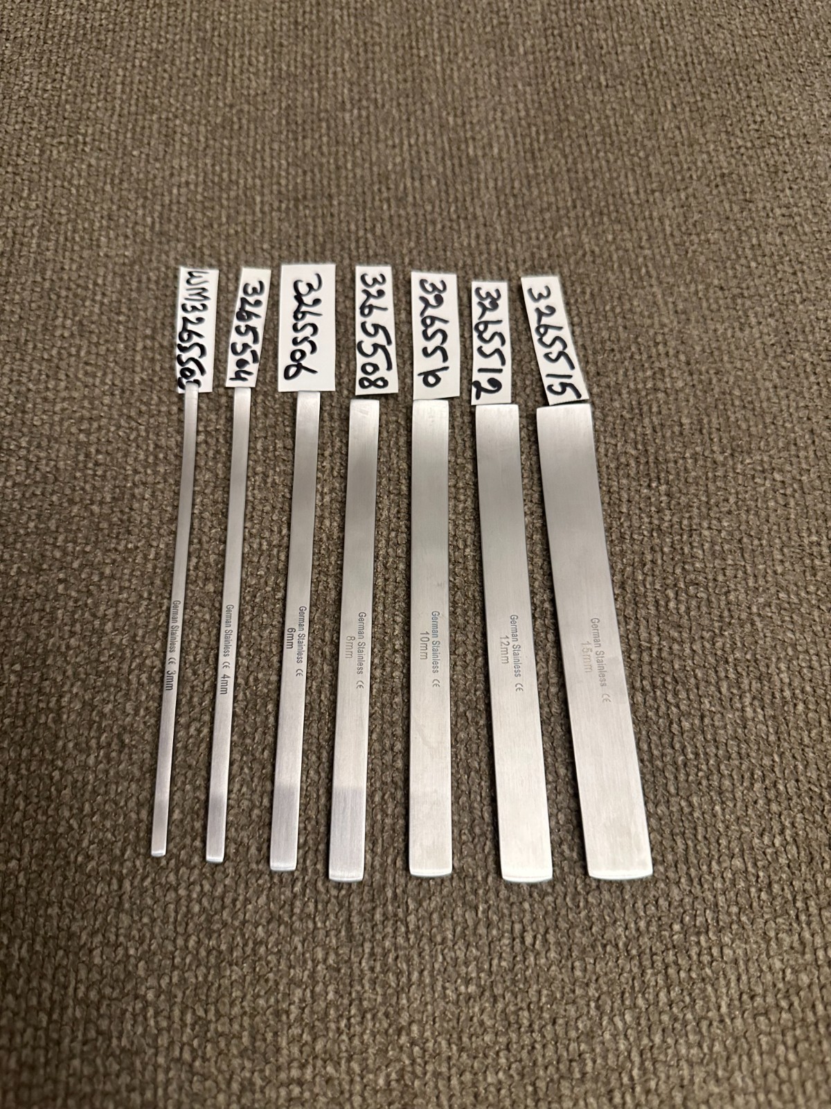 SET OF 7 PCS —MINI LAMBOTTE OSTEOTOME CURVED 5″ 3,4,6,8,10,12,15MM WIDE