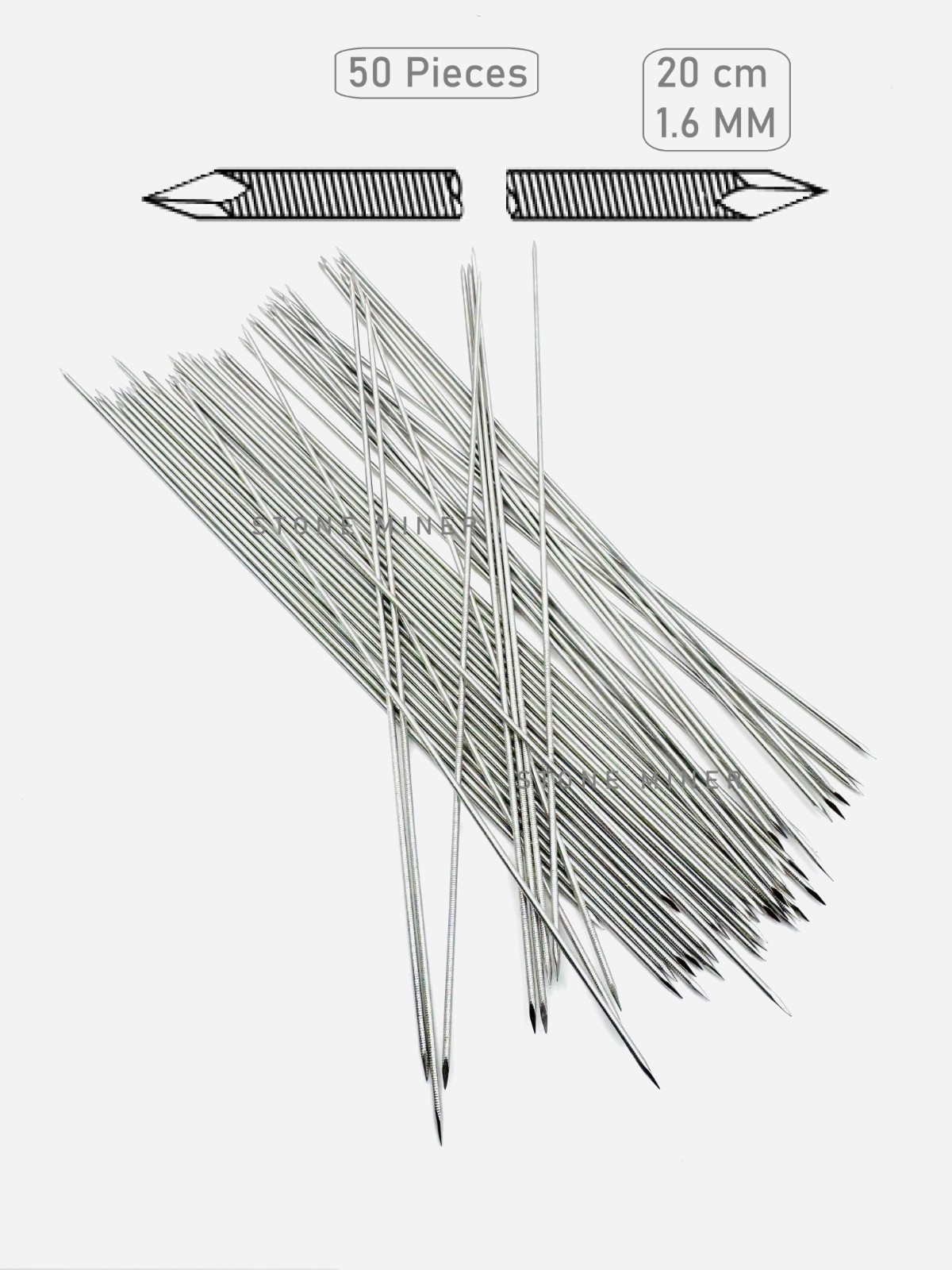 K-Wires Kirschner Wire Double Trocar Threaded Bone Pins 50 Pcs 1.6 mm 316L Steel