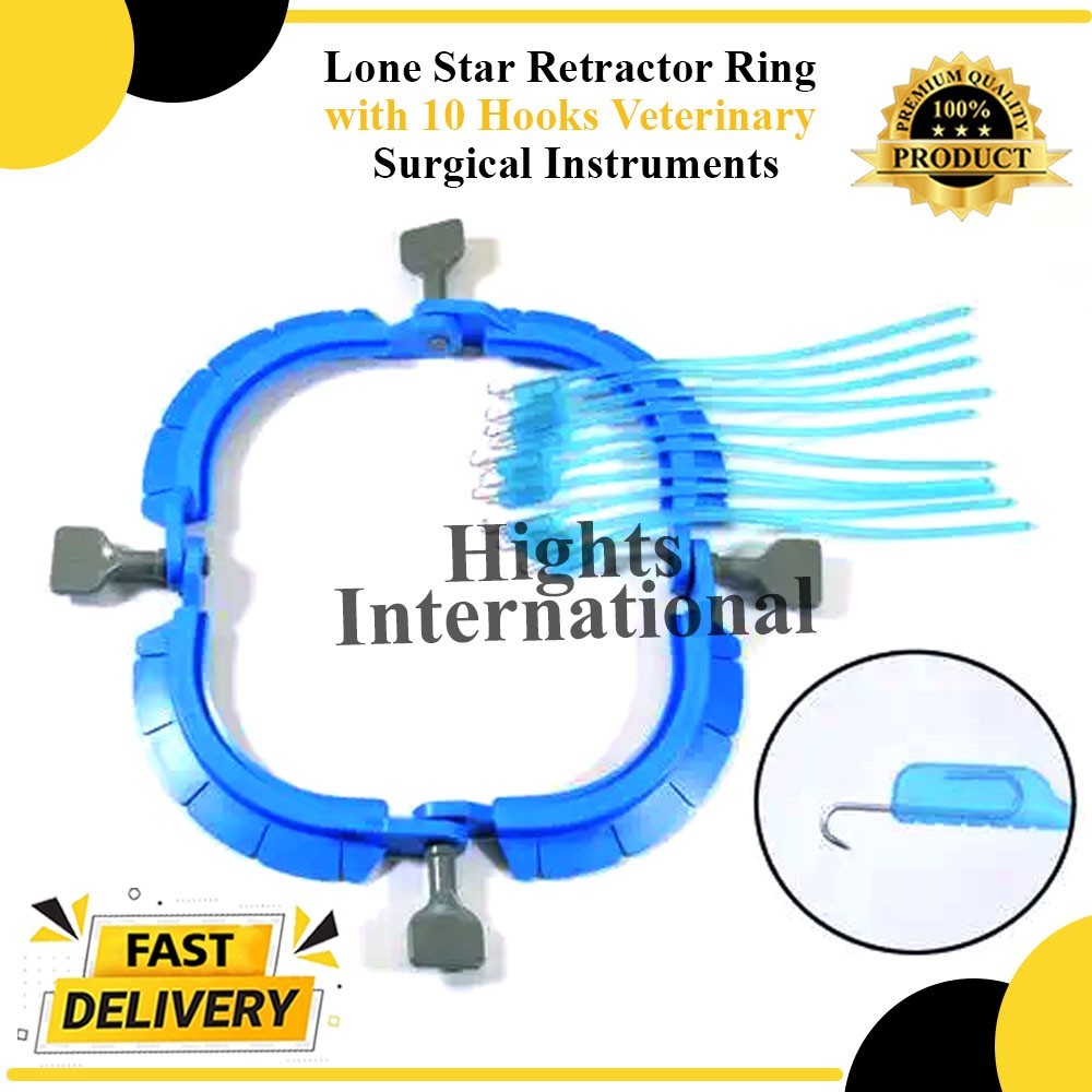 Lone Star Retractor Ring with 10 Hooks Veterinary Surgical Instruments