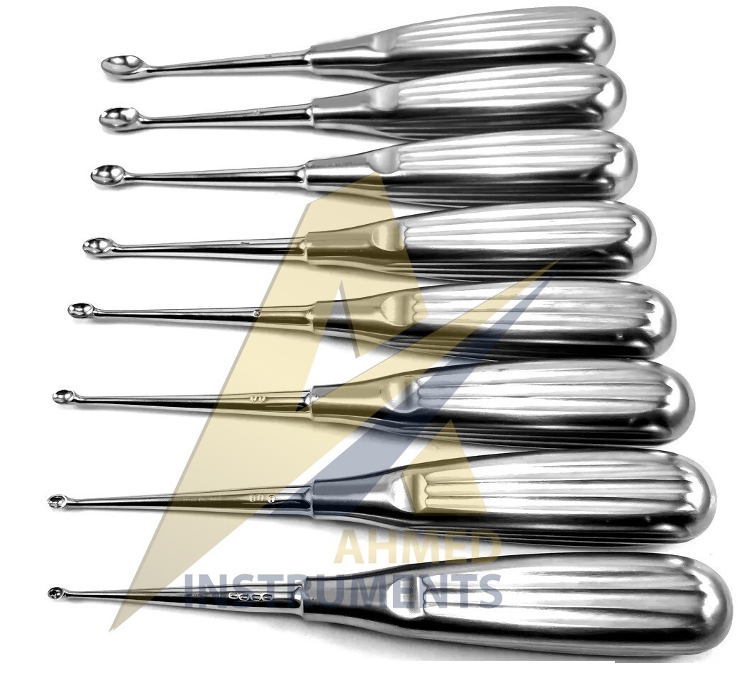 Set 8 Volkmann bone curette sharp spoon dental Medical Surgical tissue surgery