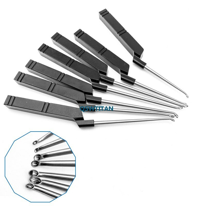 Bone Curette 3 Type tip Black aluminum handle Veterinary Orthopedic Instruments