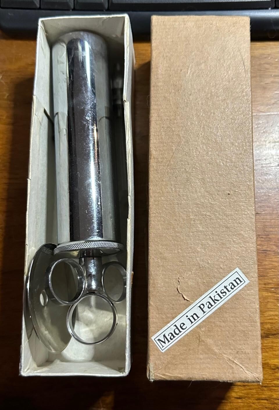 Vintage Ear Syringe w/Shield Brass Chrome Plated Size 4 Ounce (25-741) & Box