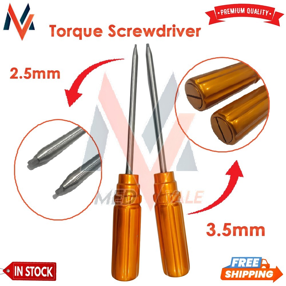 Torque Screwdriver for hex size 2.5mm & 3.5mm Orthopedic Instruments Set Of 2Pcs