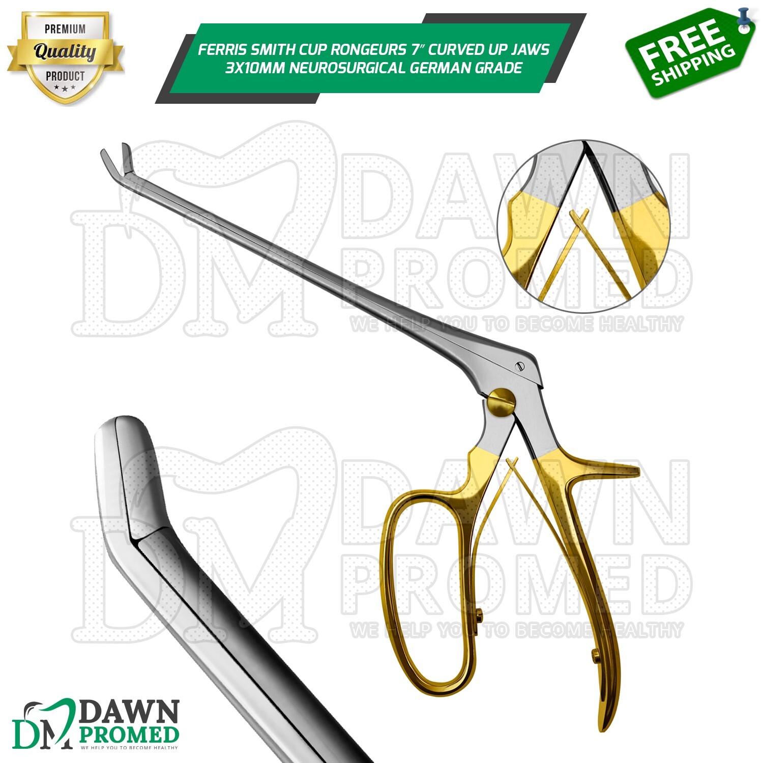 Ferris Smith Cup Rongeurs 7” Curved Up Jaws 3x10mm Neurosurgical German Grade